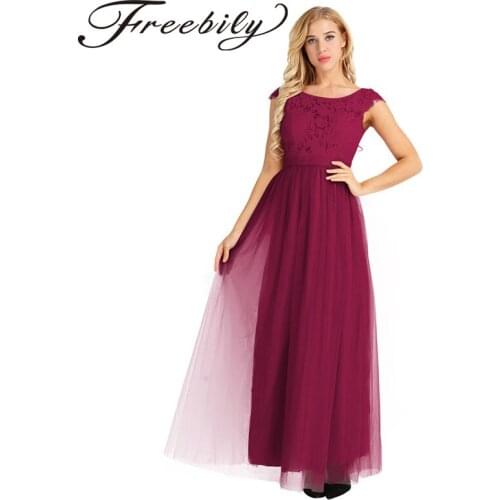 Elegant Sleeveless Bridesmaid Women Ladies Dresses Long Chiffon Wedding Party Formal Tulle Ball Gowns Floor Length Dress