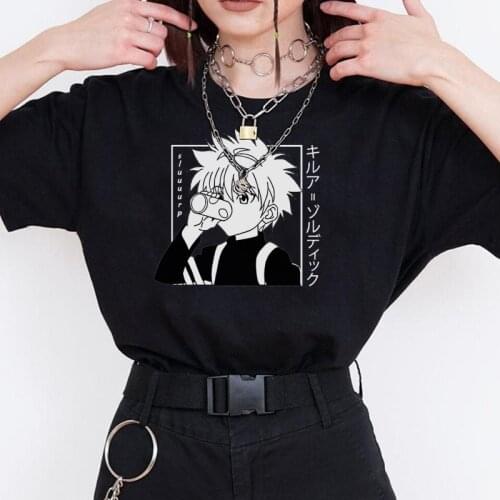 Men Women T-shirt Tops Kawaii Hunter X Hunter Tshirt Killua Zoldyck T-shirt Harajuku Fitted Soft Anime Manga Tee Shirt Clothes