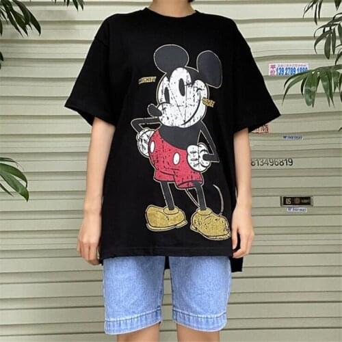 Disney Mickey Mouse T Shirt Graffiti Cartoon Tee Casual Harajuk Female Tshirts Summer Women Short Sleeve T-shirt Streetwear Tops