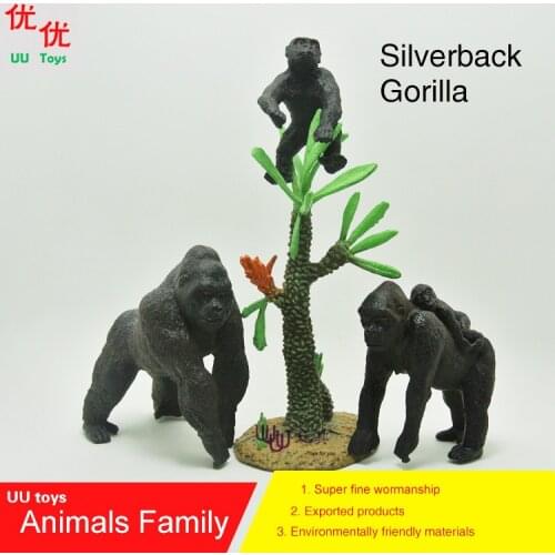 Hot toys:3 King Kong Silverback gorilla (middle size) family pack Simulation model Animal kids toys children Action Figures