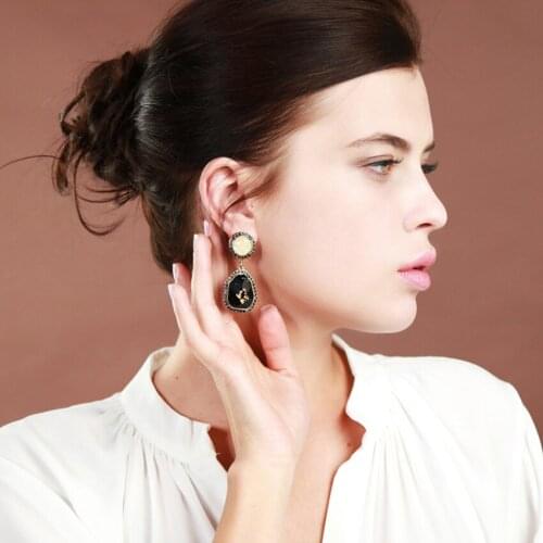 Classic Geometric Ear Nail Earrings With Artificial Gemstones Environment-friendly Alloy Plated With Crystal Ear Stud For Woman