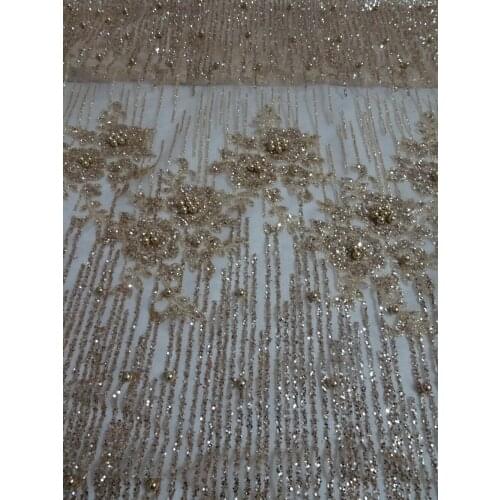 Embroidery lace Fabric with beads Beautiful French Tulle Mesh Lace SYJ-42093 African glued glitter Lace