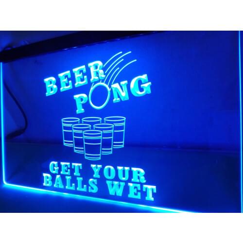 LB939- Beer Pong Get Your Balls Wet LED Neon Light Sign home decor crafts