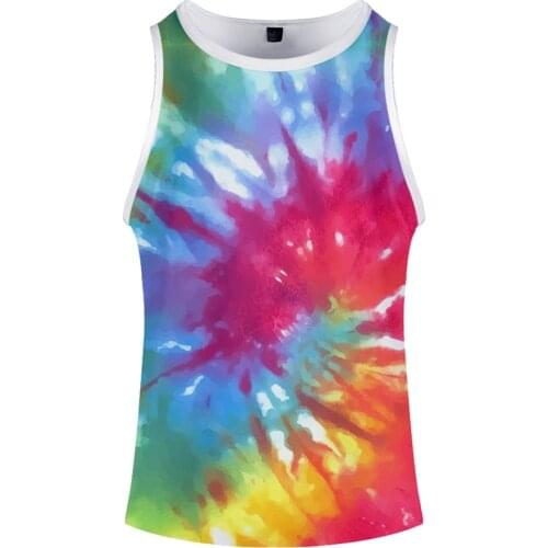Tie Dye 3d printed tank top men Colorful Psychedelic bodybuilding sleeveless shirt summer vest harajuku tank tops brand Clothes