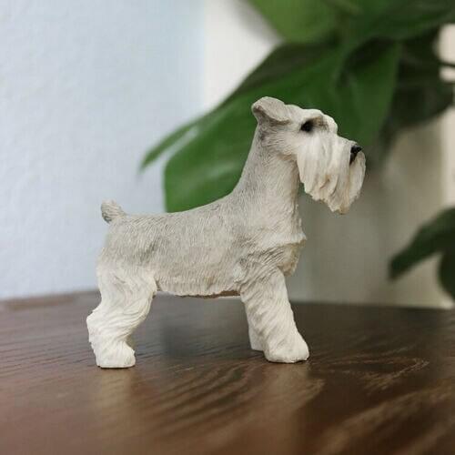 JJM Mini Miniature Schnauzer Dog Pet Figure Collector Toy Animal Decoration PVC Model Educational for Children Adults Kids Gift