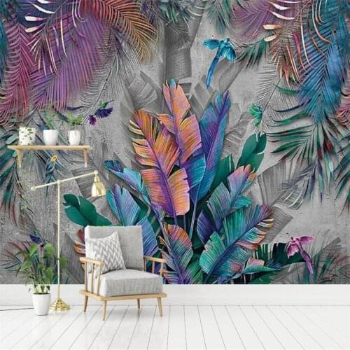 Milofi custom 3D wallpaper mural tropical plant banana leaf palm leaf living room background wall high-end decorative painting w