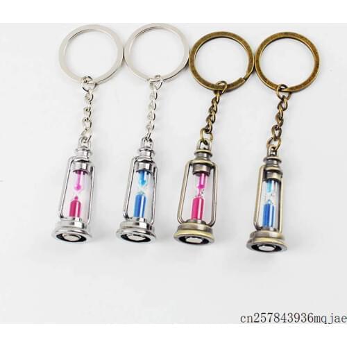 100 Pcs Novelty Metal Lamp Shaped Key Chain Hourglass Keychain Lover Couples Friends Nice Trinket Gifts