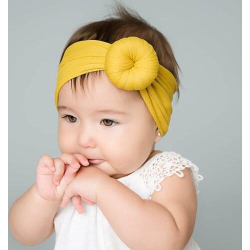 2020 New Wholesale Soft Nylon Headbands Baby Top Knot Bow Elastic Hairband Round Head Wrap Newborn Girls Kids Hair Accessories