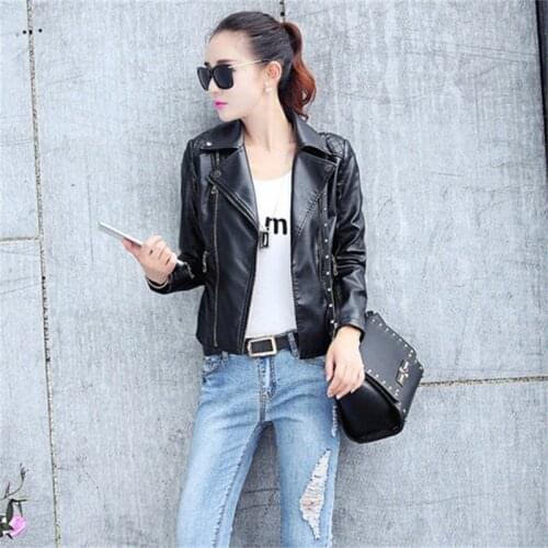 New Fashion Women Leather Jackets Slim PU Leather Motor Jacket for Women Casaco Feminino Size 3XL Zipper Outerwear jacket