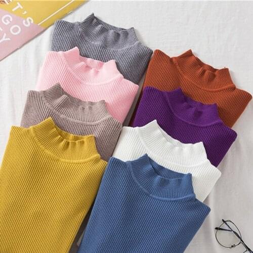 Autumn Winter Women Turtleneck Sweaters New Casual Full Sleeve Knitted Jumper Tops Female Korean Chic Tight Elastic Pullovers