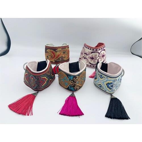 Dog collar ethnic sheepskin collar suitable for Italian greyhound collar medium-sized fine dog Spot