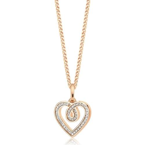 Valori Jewels Endless Love, Zirconia White Gemstone, Rose Gold Plated, Sterling Silver Charm Necklace
