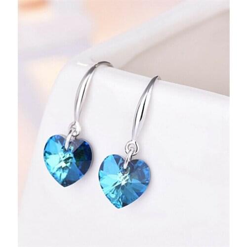 Popular Jewellery Drop Earrings Ocean Blue Heart Hook Womens Birthday Gift