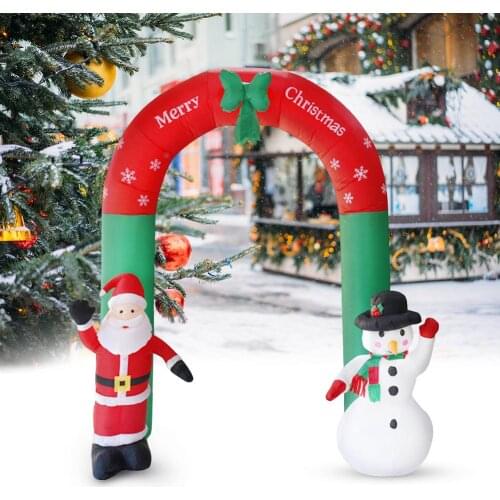 Christmas Decoration 2.4m Polyester + Plastic Inflatable Arch Santa Claus Snowman Outdoors Ornaments Xmas New Year 2022 EU Plug