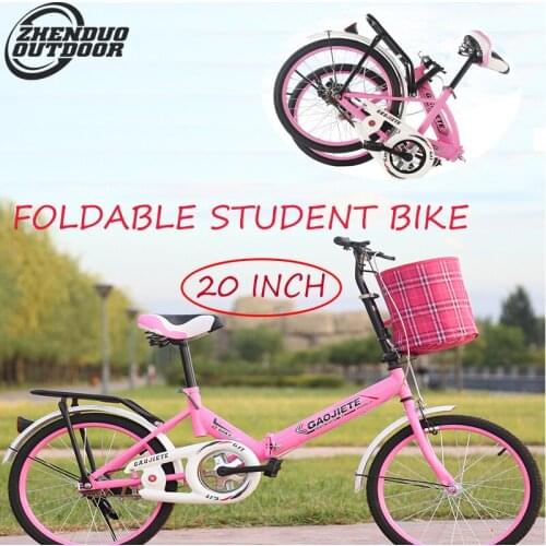 High-carbon Steel 20 inch Folding Bike Adult Student Bicycle Aluminum Frame Mountain Cycling Work out Exercise