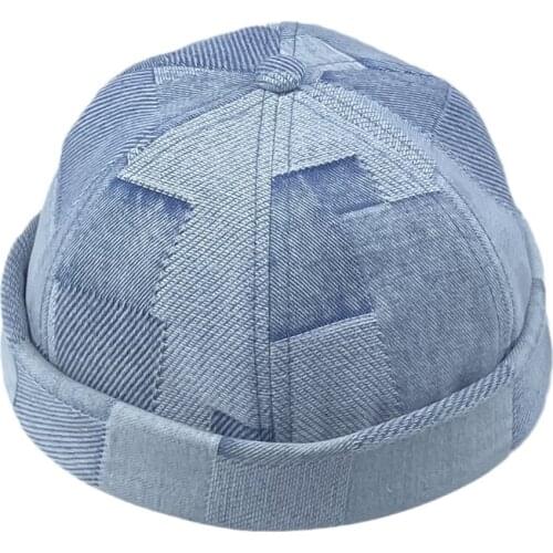 MOQ50 Brimless Cap Men Fashion Retro Denim Outdoor Hip-Hop Hat Patchwork Unisex Marina Men Street Hat