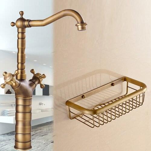Faucet Vintage Kitchen Faucet Antique Soap Box Home Copper European Retro Faucet Palace Style Kitchen Faucet Kitchen Water-Top