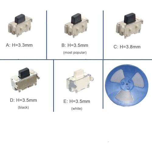 3000pcs/coil 2*4*3.3/3.5/3.8mm Tact Switch Push Button Switch Side Button MP3/4/5 Accessory 2x4mm