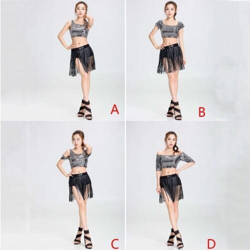 Women Latin Tassel Dress Rumba Dancewear Sequin Fringe Latin Custom Dance Skirts 233-139