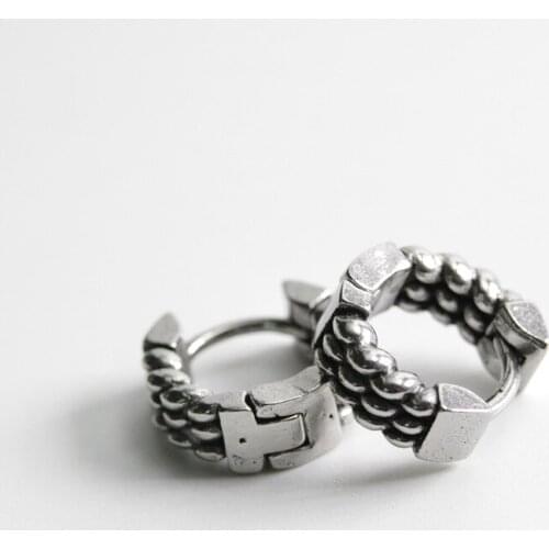 1pc European American Simple Twist Rope Earrings Stainless Steel Retro Style Hip Hop Mens Trend Party Fashion Jewelry Gifts