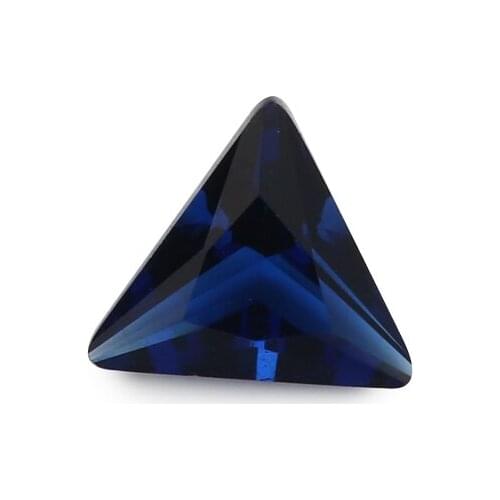 100pcs 3x3~10x10mm Triangle Shape Loose Stone Blue Color Glass Synthetic Gems For Jewelry DIY Stone