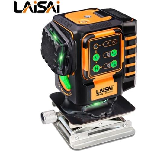 LAISAI 12-wire level stick to the floor and wall with remote control green light LSG665S plastering to avoid blindness