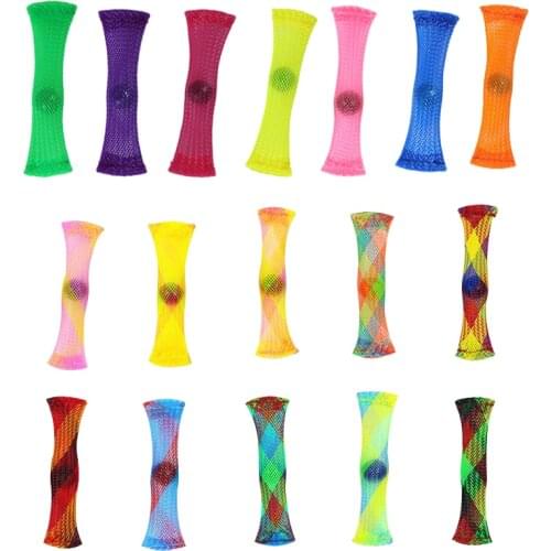 Anti-Stress Pressure Relief Squeeze Marbles Mesh Tube Fidget Sensory Toys Gift for Kids Adult