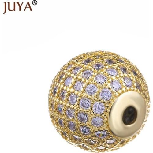 10pcs wholesale gold rose gold black 8 size high quality copper zircon round ball beads for jewelry making diy bracelets