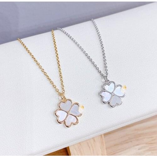 BOTU Copper Material Personalized Four Leaf Clover Pendant Necklaces Gold Creative Jewelry for Girls Party Gift Bijoux