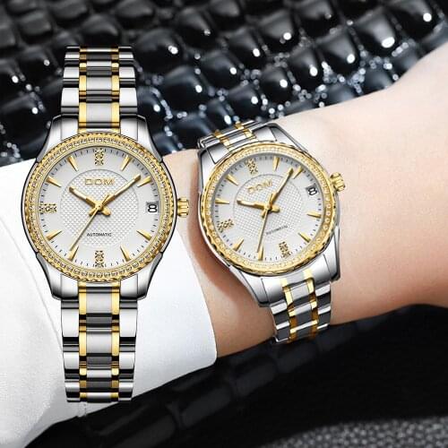 DOM automatic mechanical watch female watch sports mens watch waterproof stainless steel luminous fashion couple watch business