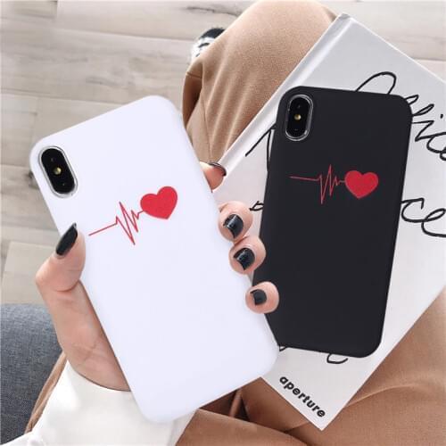 JAMULAR Cute Love Heart Lovers Couple Case For iPhone 11 Pro 12 X XS MAX XR 7 8 SE2 Plus Soft TPU Phone Cover Black Coque Fundas