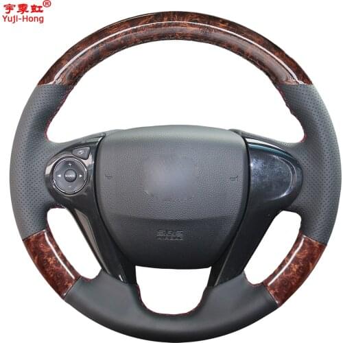 Yuji-Hong Artificial Leather Car Steering Wheel Covers Case for Honda Accord IX Ridgeline Pilot Crosstour Odyssey 2013-2020