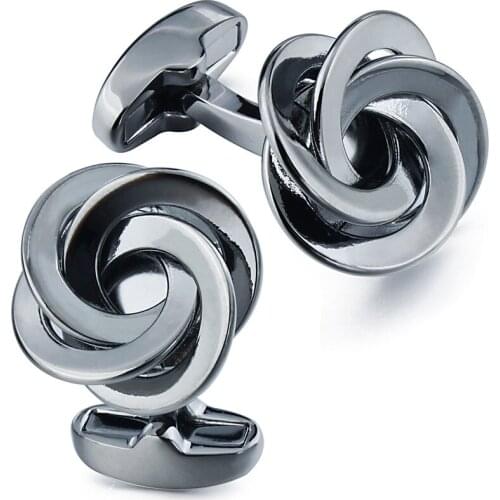 HAWSON Black Metal Cufflnks Big Size Twist Flower Cuff Buttons for Mens Shirt with Box