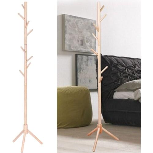 Wooden Coat Rack Floor Standing Solid Wood Hanger Creative Home Furniture Clothes Hanging Storage Rack Bedroom Drying Rack