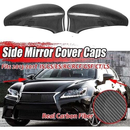 Car Rearview Mirror Cover Carbon Fiber Side Rear View Mirror Cover Caps For Lexus GS ES RC RCF GSF CT LS 2013~2017 (Only Fit LHD