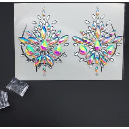 Crystal Chest Jewels Temporary Tattoos Stickers Rhinestone Flash Tattoos Adhesive Face Jewel Chest Gem Body Paint Festival Party