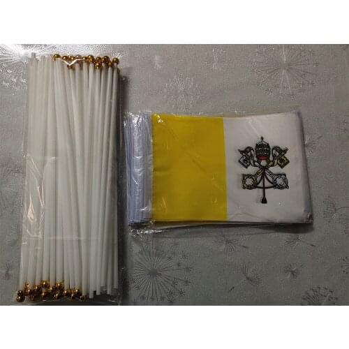 KAFNIK,50 PCS 14 * 21CM Vatican Hand Flag Decorative Celebration-Quality Polyester Free Shipping