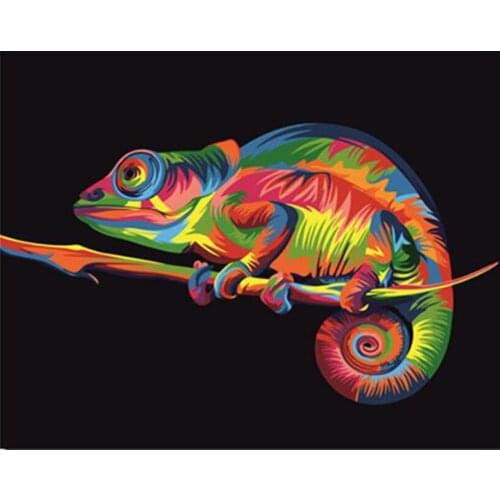 Paint by Numbers for Adults Beginner Kids, Number Painting - Colorful Lizard Animal 40x50 cm - Wall Art Gifts (Lizard, No Frame)