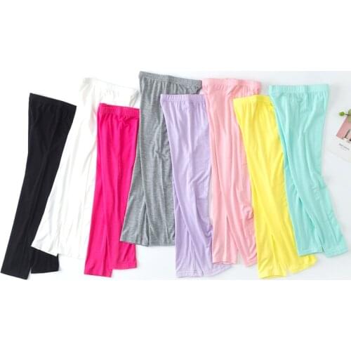 ZWY1290 Girls Leggings for Kids Solid Print Casual Floral Pencil Pants Cute Toddler Skinny Trousers Teenage Child 3 to 10 Years