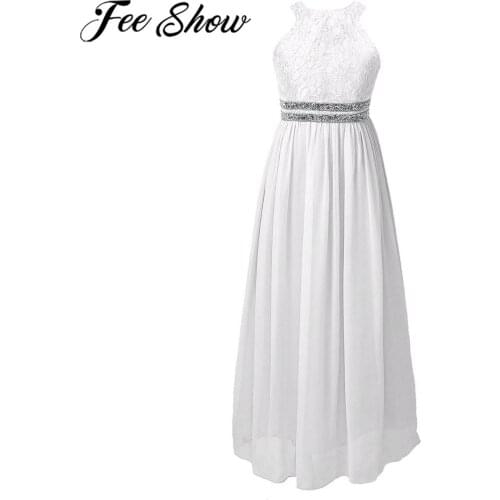 Summer Girls Dresses Princess Chiffon Lace Floral Flower Girls Dress Flower Girl Dress Wedding Party Pageant Dress Kids Vestidos