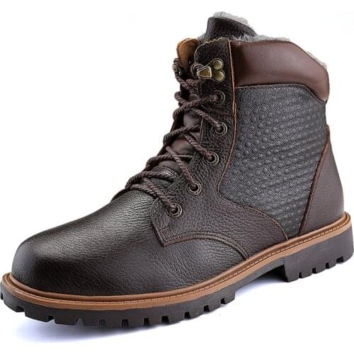 High Quality Genuine leather Autumn Men Boots Winter Waterproof Ankle Boots Warm Boots Outdoor Working Boots Men Shoes 38-48