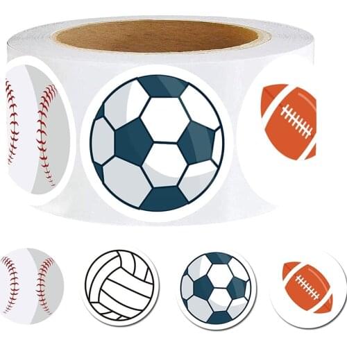 500 Pcs Mixed Sports Balls Stickers 1.5 Inch Self-Adhesive Football Stickers Baseball Stickers Soccer Stickers Volleyball