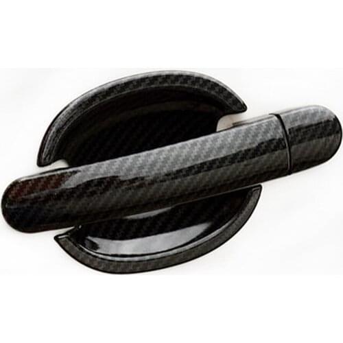 For Skoda Fabia MK1 MK2 2000 2013 Carbon Fiber Printed Exterior Side Door Handle Cover Door Bowl Trim Moulding Frame