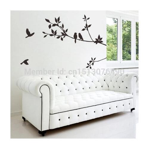 DIY Black Bird Tree Branch Bird Wall Stickers Vinyl Wall Decals 8171 Family Mural Art Home Decor