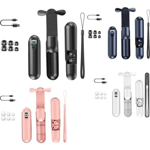 TWS Bluetooth 5.0 Earphones Wireless 9D Hifi Sound Headphones Bluetooth Headsets with Microphone Fan Earbuds