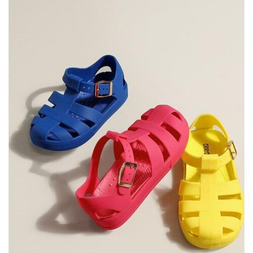 New Arrivals 2021 Summer Girls Boys Roman Sandals Kids Jellies Plastic Outdoor Children Baby Sandals Shoes Soft Sole Antiskid