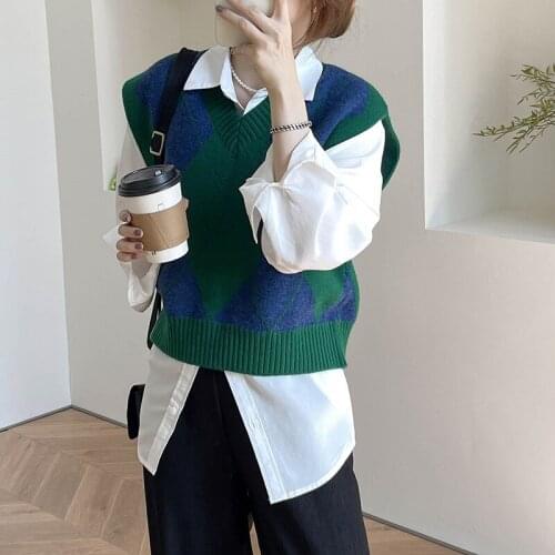 Black Vintage Mohair Sweater Vest Women Indie Aesthetics Striped Fashion Sweater Vest 2021 New Spring Autumn Warm Loose Casual