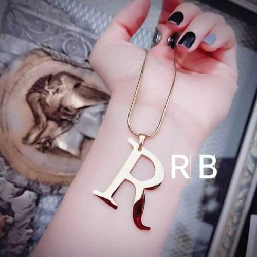 Initial Letter Big "R" 18 k Rose Fine Solid Gold G/F Pendant Chain Necklace 100% brand new