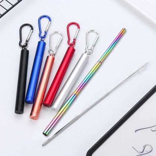 Food-grade 1 Set Lightweight Stainless Steel Straight Straw Detachable for Kitchen