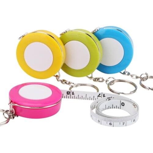Portable 1.5M Retractable Ruler Centimeter/Inch Tape Measure Mini Ruler With Keychain Colorful Cute Design Great for Travel Camp